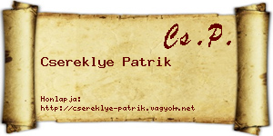 Csereklye Patrik névjegykártya
